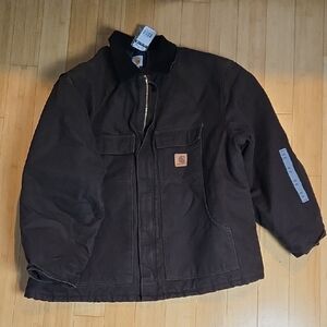 Carhartt Jacket Men 3XL Regular Dark Brown Quilted Lined Canvas C26 DKB